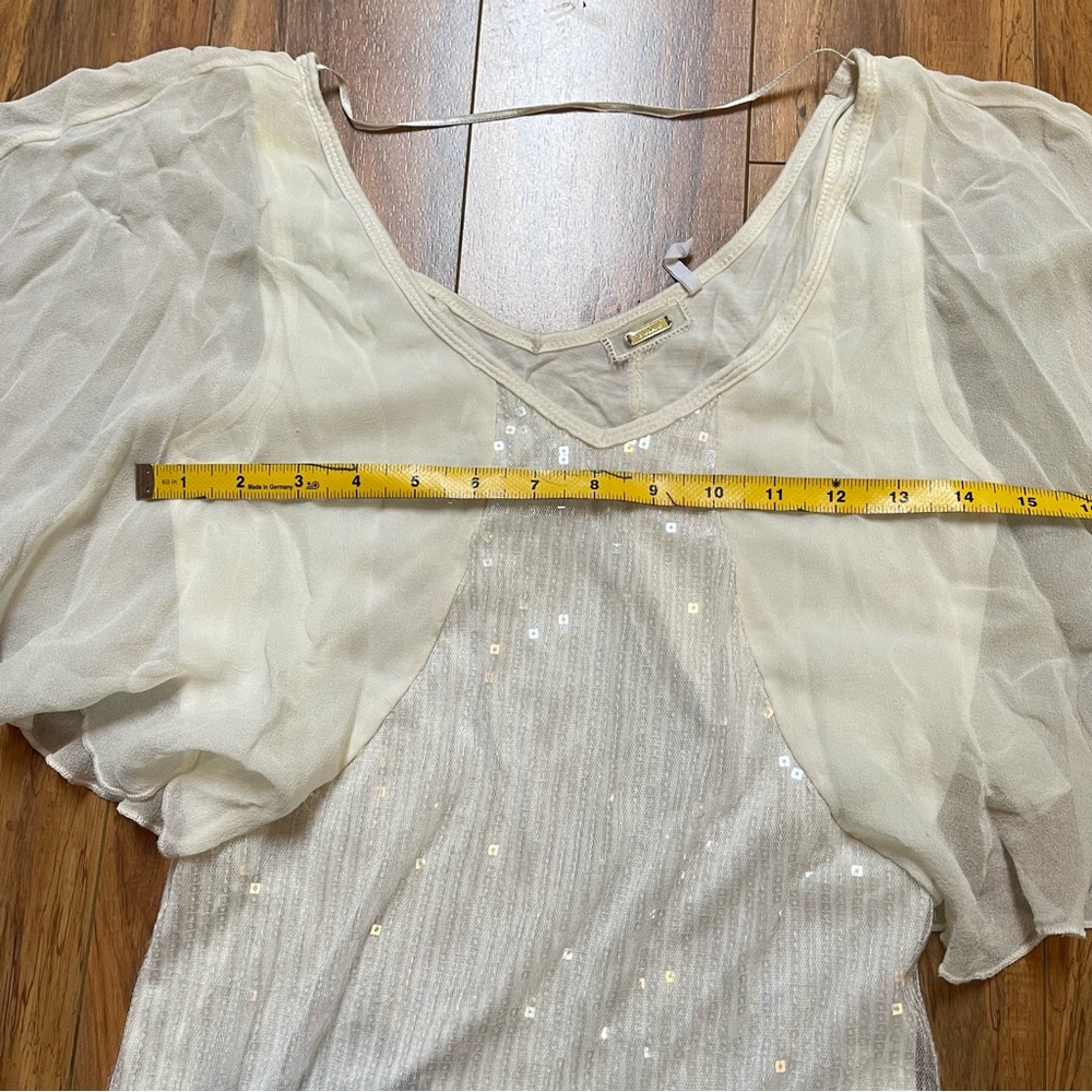Guess Sequin Silk Angel Sleeves Top Size S - Picture 13 of 16